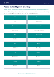 Spanish Greetings Flashcards for Year 4 | Free Australian Curriculum Resources