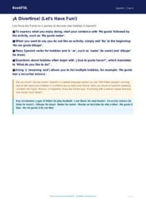 Free Hobbies Poster | Year 4 Spanish | BookFlik