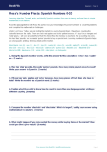Spanish Numbers Track Sheet: Year 4 Maths & Language | BookFlik