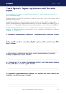 Opinion Phrases Spanish Assessment | Year 4 | Australian Curriculum