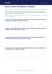 Free Opinion Phrases Template | Year 4 | Spanish | BookFlik