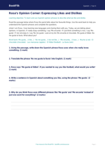 Free Opinion Phrases Track Sheet | Year 4 | Spanish | BookFlik