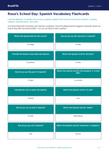 Free School Flashcards | Year 4 | Spanish | BookFlik