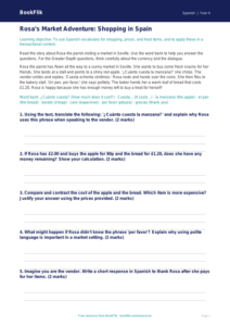 Year 4 Spanish Shopping Activity | Maths & Language | BookFlik