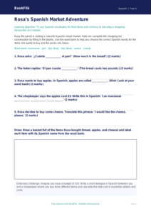 Shopping in Spanish Activity Sheet | Year 5 Maths & Languages | BookFlik