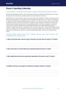 Spanish Sports Comprehension | Year 4 | Australian Curriculum