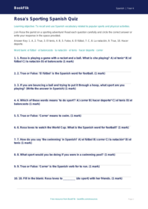 Spanish sports quiz year 4 core