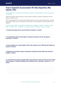 Year 5 Spanish Sports Assessment | Free Australian Curriculum Resource