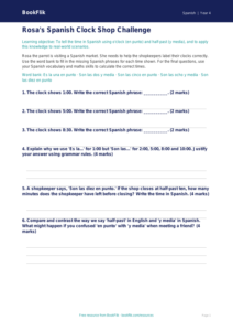 Year 4 Spanish Telling the Time Activity Sheet | BookFlik
