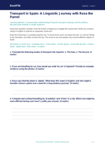 Year 4 Spanish Transport Assessment | Australian Curriculum