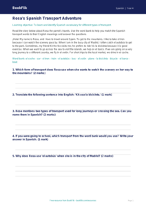 Year 4 Spanish Transport Track Sheet | Free Australian Curriculum Resource