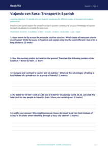 Spanish Transport Worksheet | Year 4 | Australian Curriculum | BookFlik