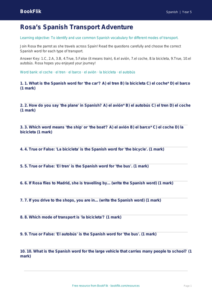 Spanish Transport Quiz for Year 5 | Australian Curriculum | BookFlik