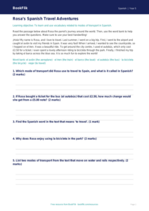 Year 5 Spanish Transport Track Sheet | Free Australian Curriculum Resource