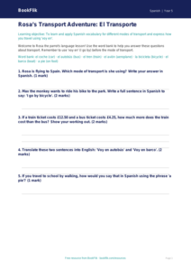 Free Spanish Transport Worksheet | Year 5 Australian Curriculum