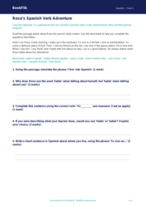 Free Verbs And Tenses Track Sheet | Year 5 | Spanish | BookFlik