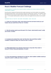 Year 4 Spanish Weather Activity Sheet | Australian Curriculum | BookFlik