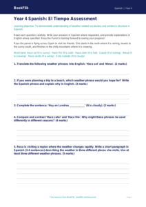 Weather Assessment Year 4 Free | Spanish Language | BookFlik