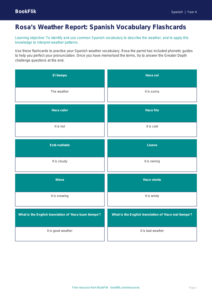 Year 4 Spanish Weather Flashcards | Australian Curriculum Resources
