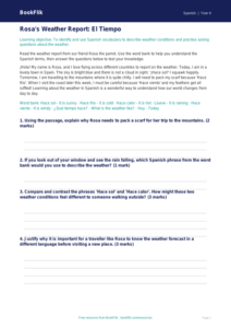 Year 4 Spanish Weather Track Sheet | Australian Curriculum | BookFlik