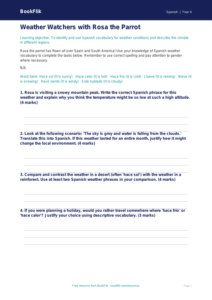 Free Weather Worksheet | Year 4 Spanish | BookFlik