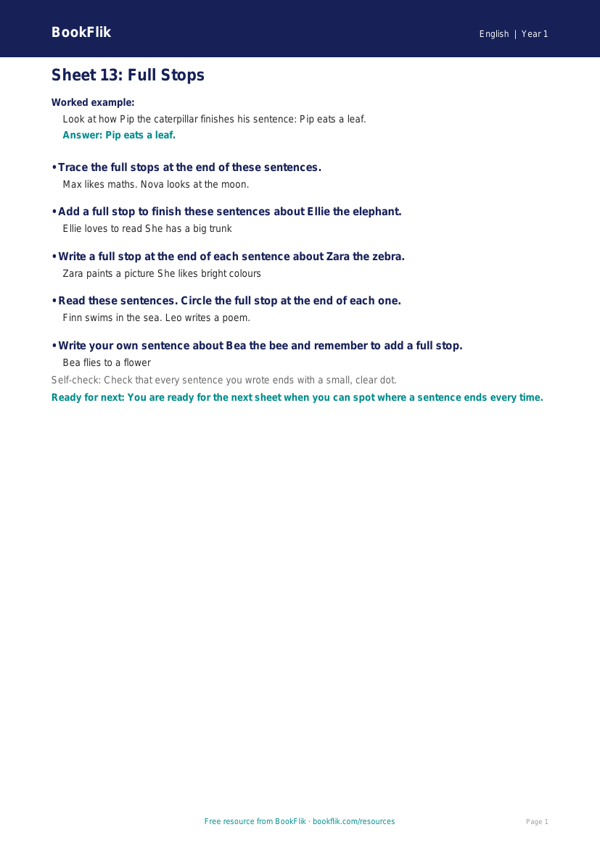Free B Track Sheet | Year 1 | English | BookFlik worksheet preview — English B