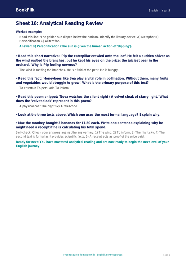 Year 5 English F Track Sheet | Free Australian Curriculum Resources worksheet preview — English F