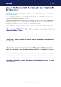 Free Colour Theory Assessment | Class 4 | Art | BookFlik
