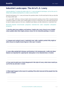 L.S. Lowry Art Worksheet for Class 4 | CBSE Curriculum | BookFlik
