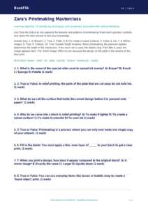 Printmaking Quiz for Class 4 | Art Education | BookFlik