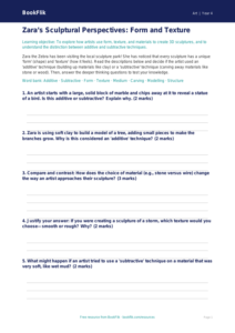 Free Sculpture Activity Sheet | Class 4 | Art | BookFlik