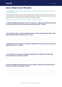 Free Watercolour Activity Sheet | Class 5 | Art | BookFlik