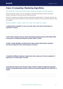 Free Algorithms Assessment | Class 4 | Computing | BookFlik