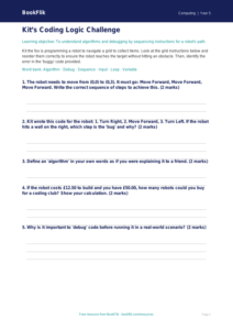Free Coding Activity Sheet | Class 5 | Computing | BookFlik