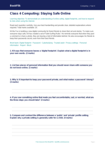 E-Safety Assessment for Class 4 | CBSE Computing | BookFlik