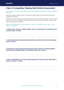 Internet Safety Assessment for Class 4 | CBSE Computing | BookFlik