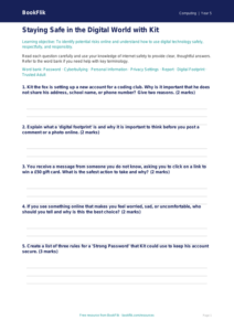 Free Internet Safety Worksheet | Class 5 | Computing | BookFlik