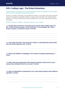 Free Programming Activity Sheet | Class 5 | Computing | BookFlik