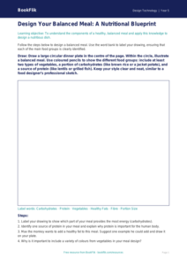Free Cooking Nutrition Drawing Sheet | Class 5 | Design Technology | BookFlik