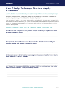 Free Structures Assessment | Class 5 | Design Technology | BookFlik