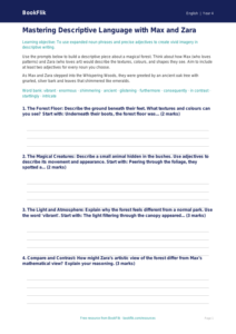 English adjectives writing frame class 4 greater depth
