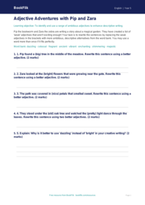Free Adjectives Activity Sheet | Class 5 | English | BookFlik