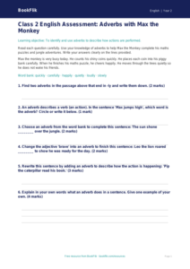 Free Adverbs Assessment | Class 2 | English | BookFlik
