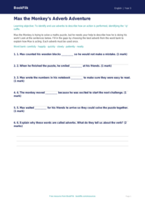 Free Adverbs Activity Sheet | Class 3 | English | BookFlik