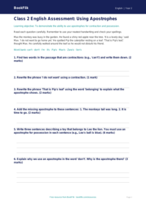 Apostrophes Assessment for Class 2 | CBSE English Worksheet | BookFlik