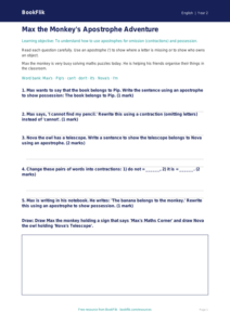 Free Apostrophes Worksheet | Class 2 | English | BookFlik