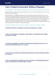 English biography assessment class 4 core