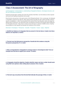 Class 4 Biography Writing Assessment | CBSE English Worksheet | BookFlik
