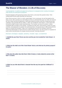 Free Biography Comprehension | Class 4 | English | BookFlik