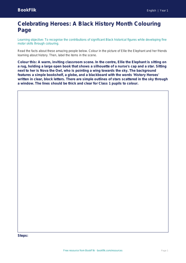 Black History Month Activity for Class 1 | CBSE English Resource worksheet preview — English Black History Month